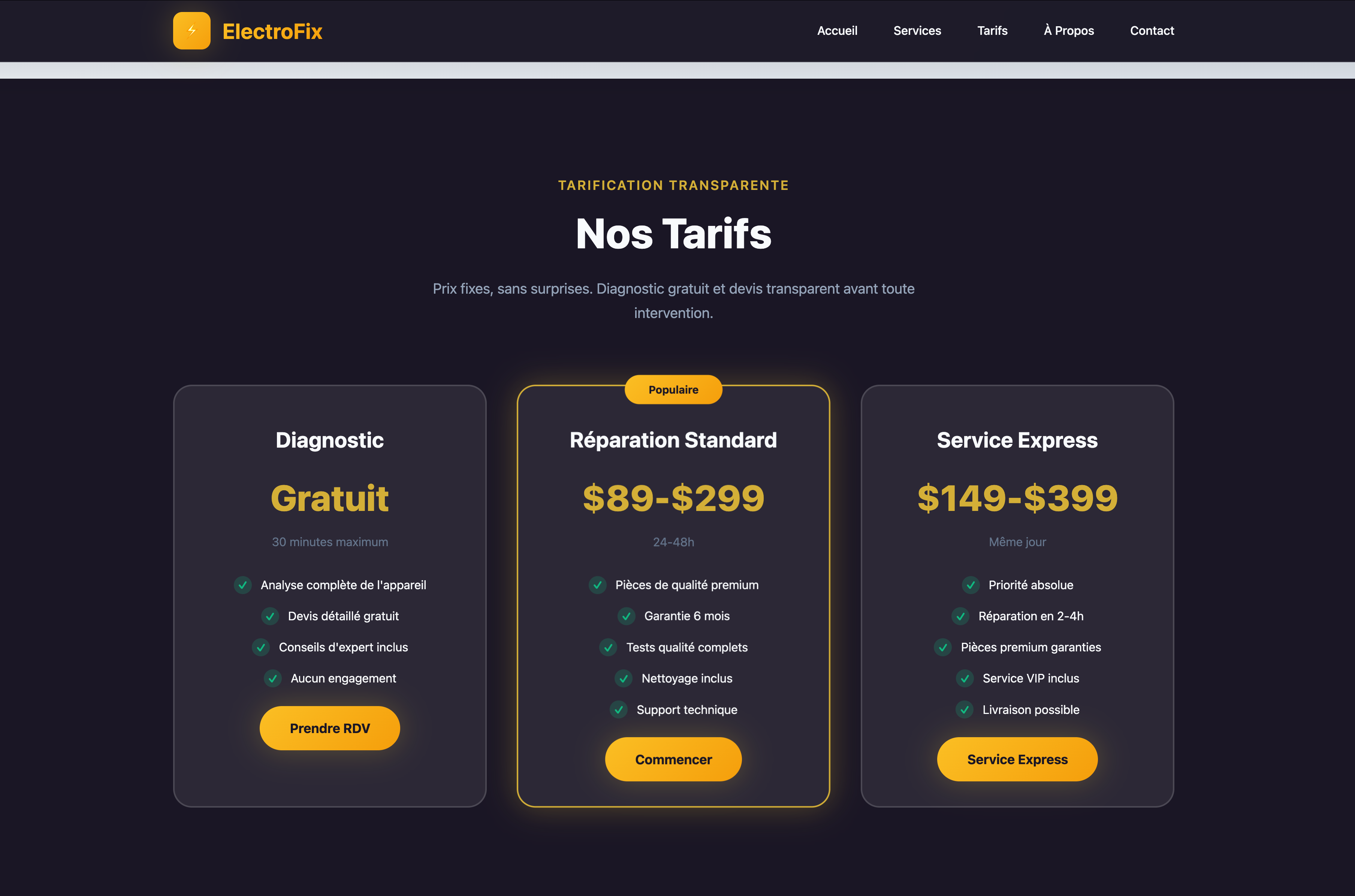 Service de réparation